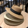 Summer handcrafted wide-brimmed and flat-brimmed socialite hats by Instagram influencers, sunshade and sun protection, vacation beach straw hats for children details Picture